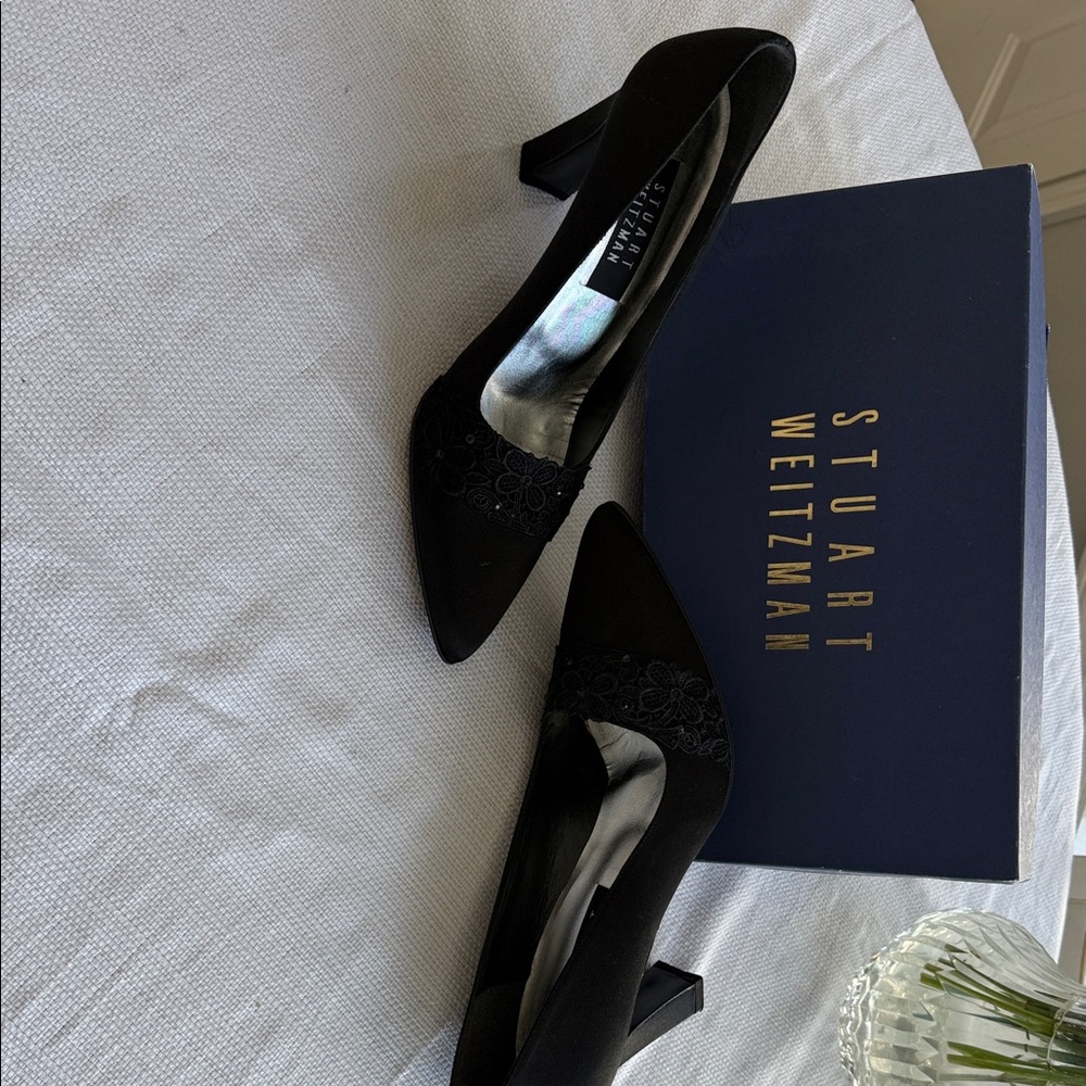 Stuart Weitzman Black Floral Heels